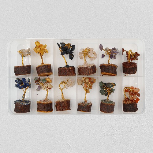12pcs Small Crystal Gemstone Home Decor Tree Box
